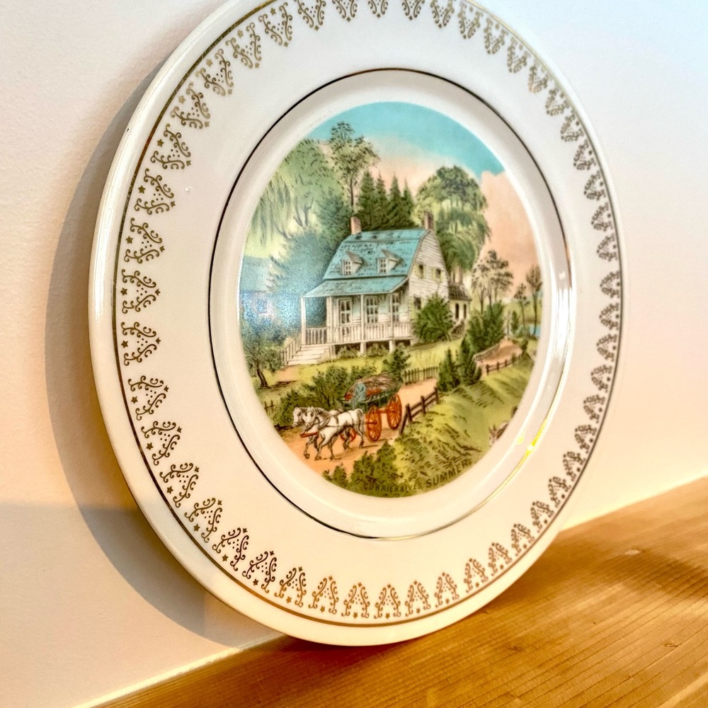 Vintage Currier & Ives Summer Season Decorative Plate